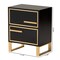 Baxton Studio Giolla Contemporary Glam and Luxe Black Finished Wood and Gold Metal 2Drawer Nightstand 221-12456-ZORO - alternate 8